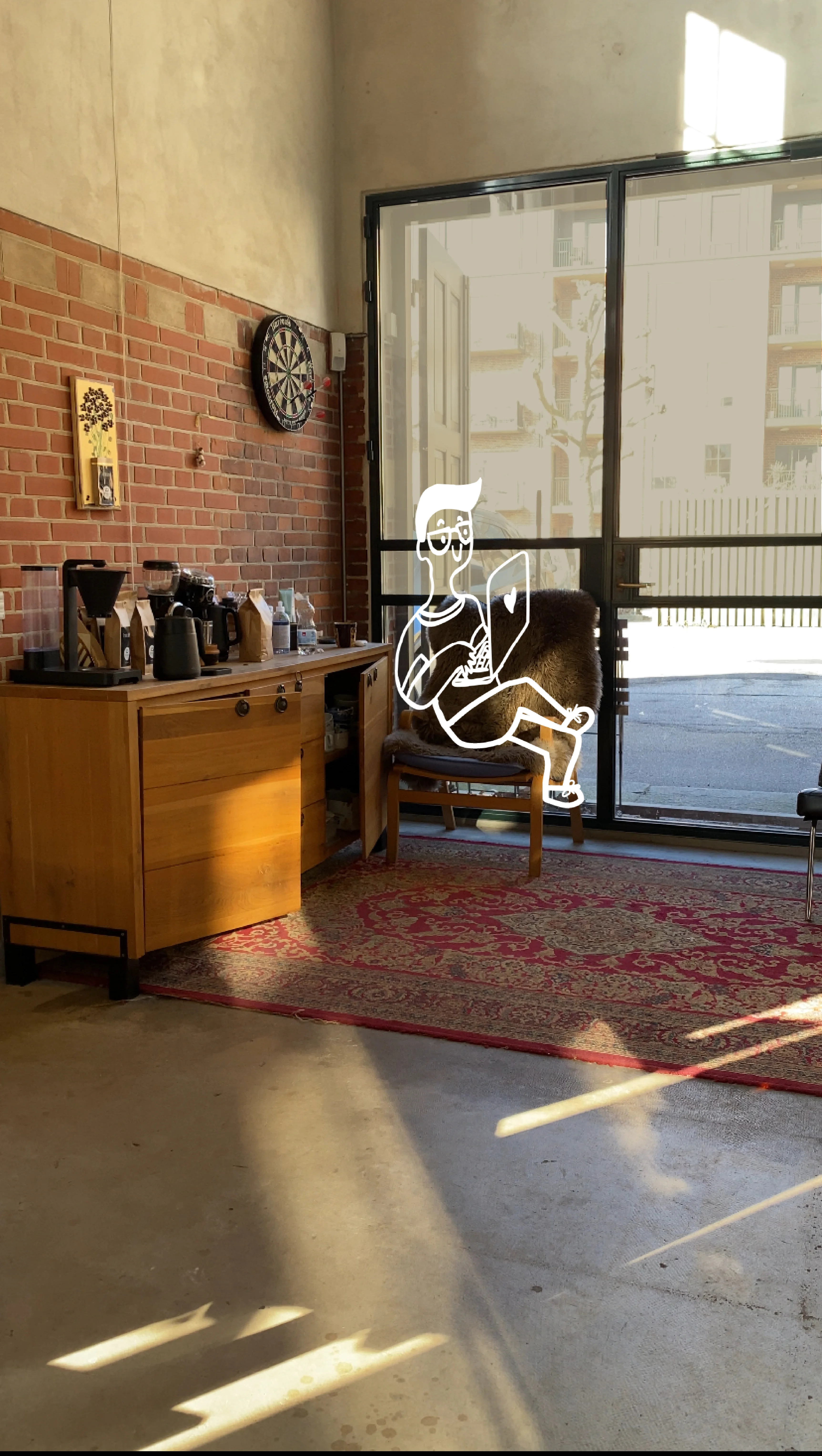 illustration af en mand på en kaffebar